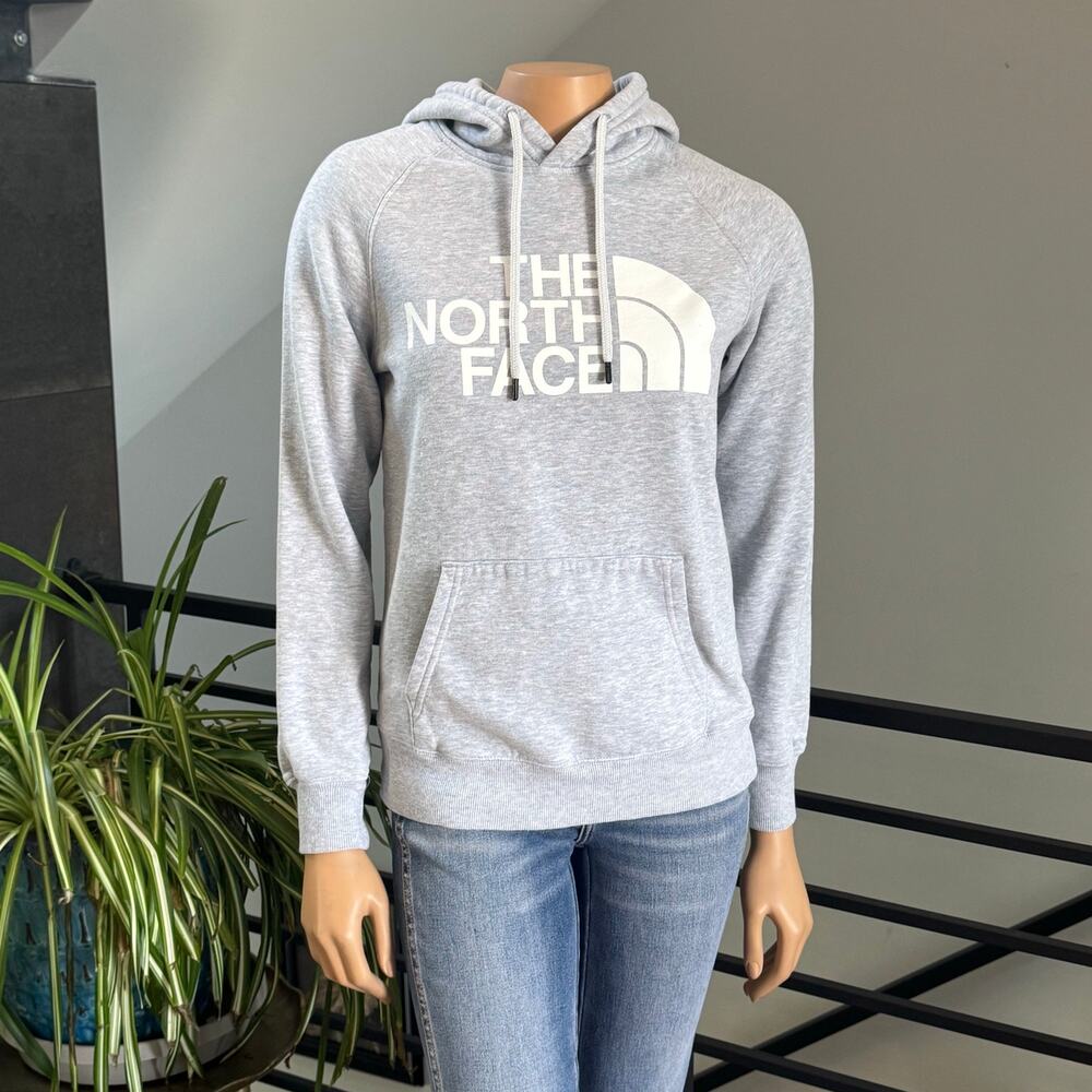 The North Face Womens XS Gray Classic Half Dome Fleece Logo Hoodie Sweatshirt